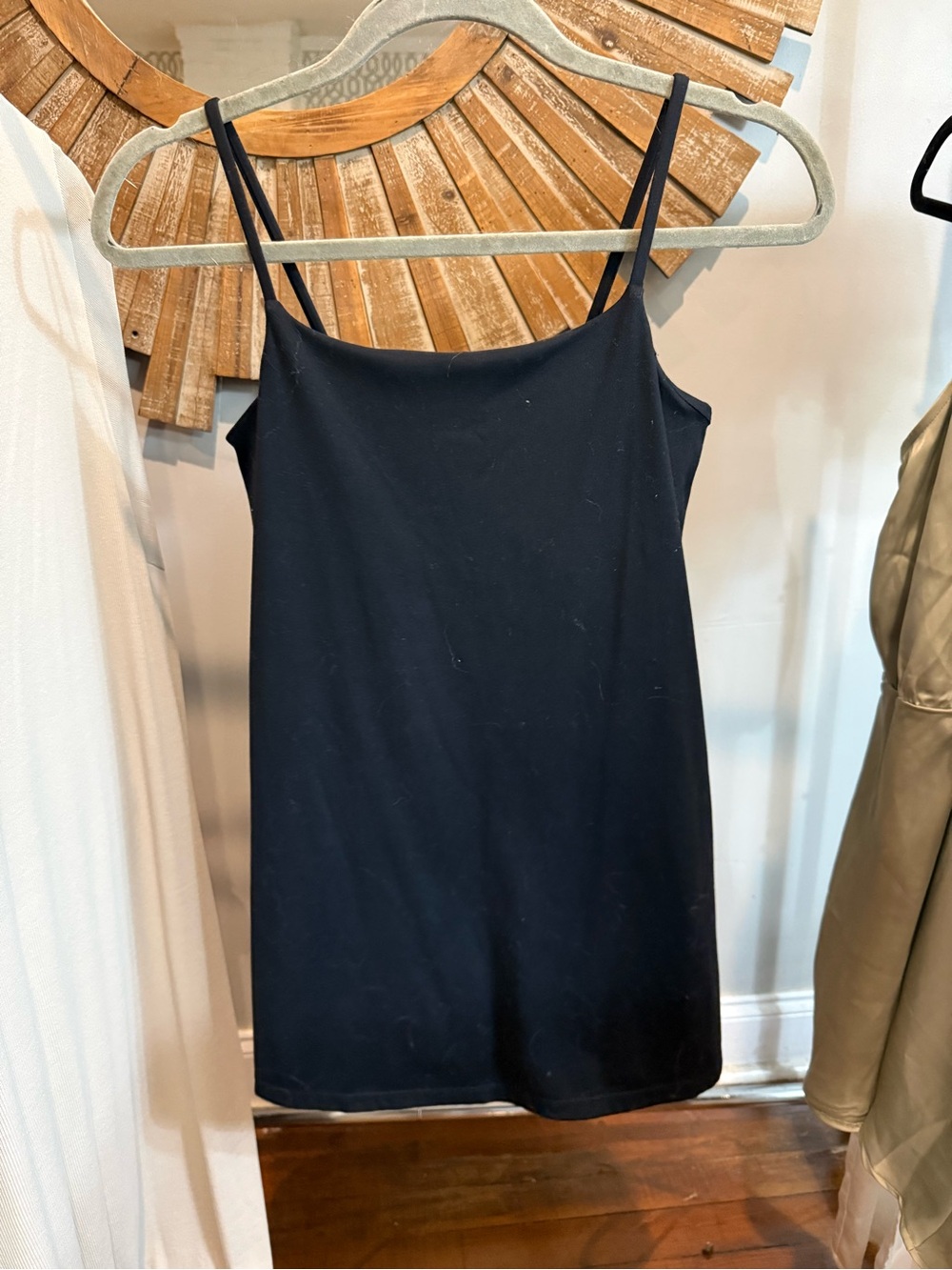 Z Supply Black Ribbed Slip Dress with Spaghetti Straps - Picture 2 of 4